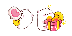 Cute Polar Bear and Chick with a Gift Box Cursor