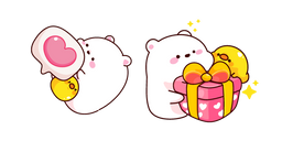 Mignons Ours Polaire et Poussin avec une Boîte Cadeau Curseur
