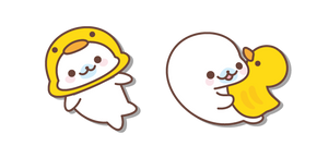 San-X Shirogoma with a Ducky Hat and a Rubber Duck Cursor
