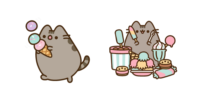 Pusheen with Ice Cream and Sweets Cursor