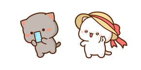 Mochi Mochi Peach Cats Peach y Goma Tomando Fotos cursor