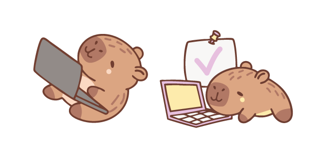 Cute Capybara Working on a Laptop курсор
