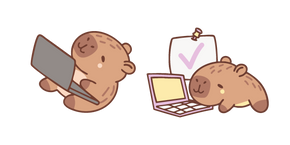 Курсор Cute Capybara Working on a Laptop