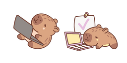 Mignon Capybara Travaillant sur un Ordinateur Portable Curseur