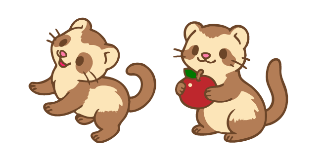 Cute Little Ferret with an Apple Cursor