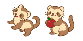 Cute Little Ferret with an Apple Cursor