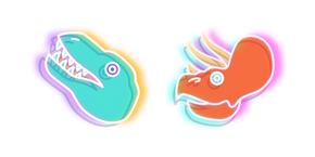 Neón T-Rex y Triceratops cursor