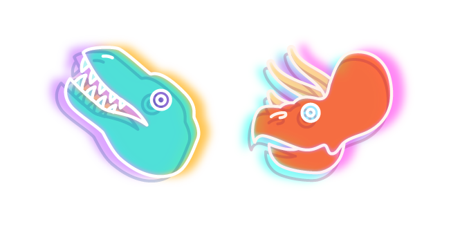 Neon T-Rex and Triceratops курсор
