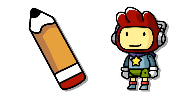 Scribblenauts Maxwell and a Pencil Cursor