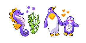 Курсор VSCO Girl Purple Seahorse and Penguins