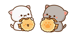 Mochi Mochi Peach Cats Peach and Goma Eating Cookies Cursor
