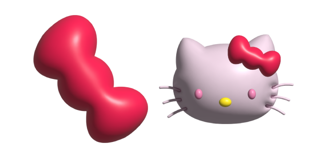 Simple 3D Hello Kitty and her Bow Cursor