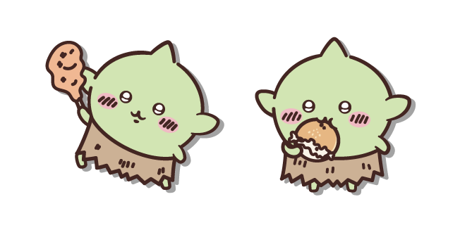 Chiikawa Goblin with a Chicken Leg and a Burger Cursor