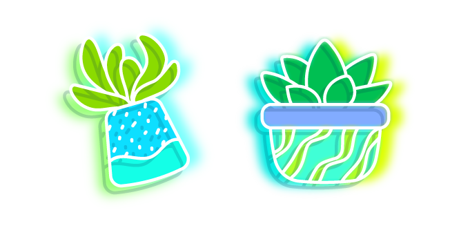 Neon Succulents in Plant Pots Cursor