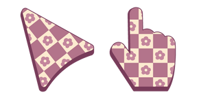 Checkered Retro Pattern with Flowers Cursor