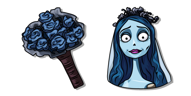 Corpse Bride Emily and her Bouquet of Blue Roses Cursor