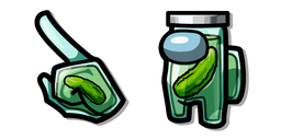 Among Us Personnage Vert Bocal avec Cornichon Mariné Curseur