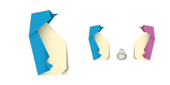 Origami Blue and Pink Penguins Cursor