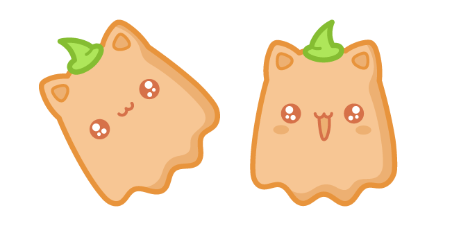 Kawaii Chat Citrouille Fantôme Cursor