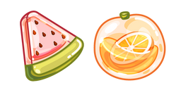 Mignon Pastèque et Orange en Verre Curseur