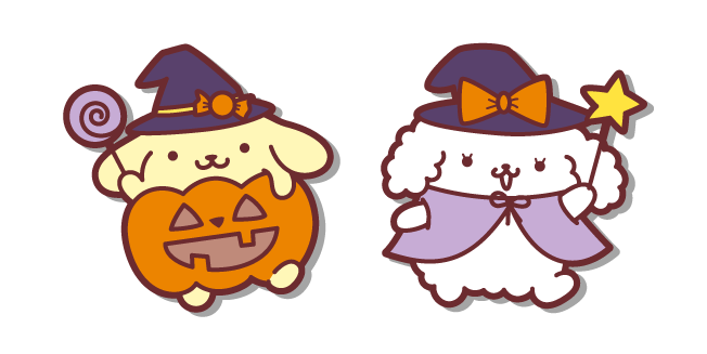 Sanrio Pompompurin and Macaroon in Halloween Costumes Cursor