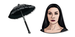 Wednesday Morticia Addams and her Umbrella Cursor
