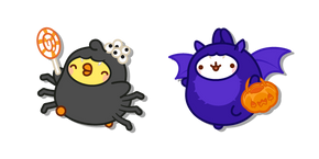 Molang and Piu Piu in Bat and Spider Costumes Cursor