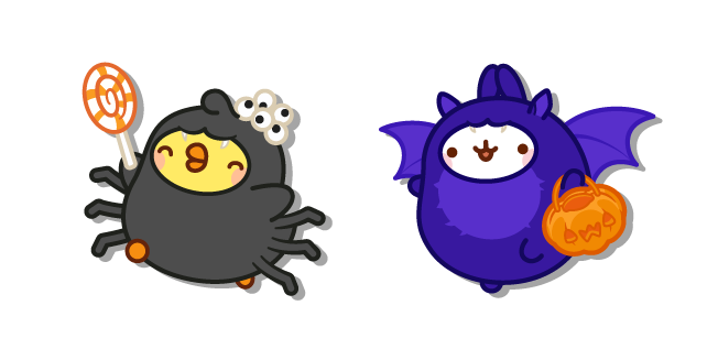 Molang and Piu Piu in Bat and Spider Costumes Cursor