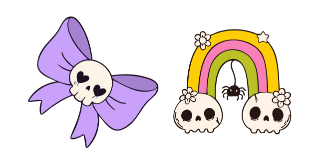 VSCO Girl Skull Bow and Rainbow курсор