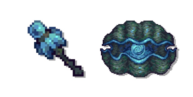 Terraria Giant Clam and Shellfish Staff Cursor