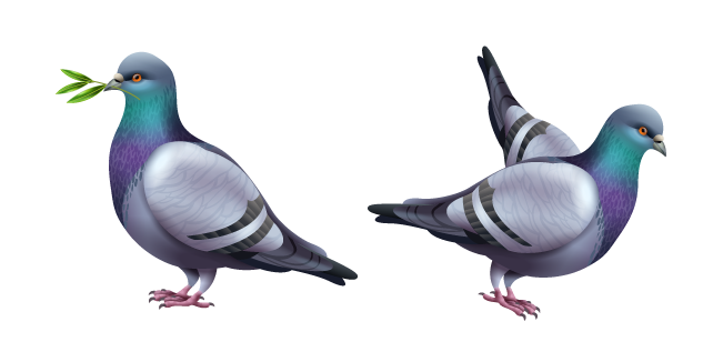 Rock Pigeon with a Leafy Branch Cursor