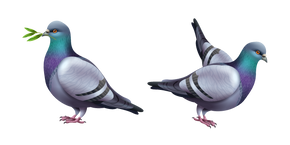 Rock Pigeon with a Leafy Branch Cursor