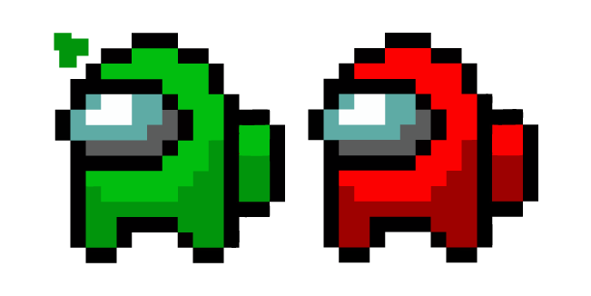 Among Us Coéquipiers Vert et Rouge Pixel Cursor