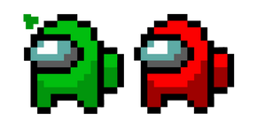 Among Us Coéquipiers Vert et Rouge Pixel Curseur