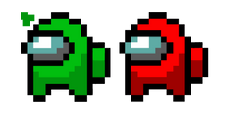 Among Us Coéquipiers Vert et Rouge Pixel Curseur