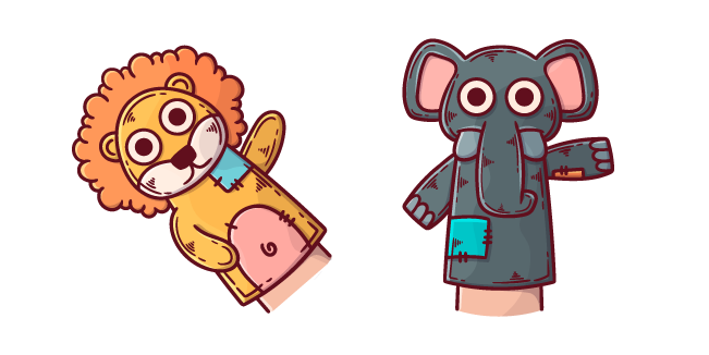 Lion and Elephant Finger Puppets Cursor