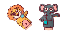 Títeres de Dedo de León y Elefante cursor