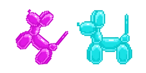 Perros Globo Rosa y Cian Pixel cursor