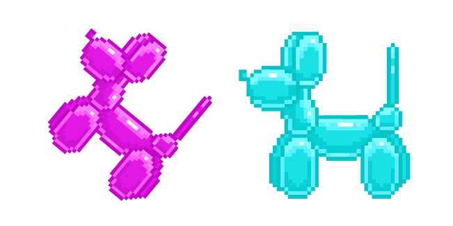 Pink and Cyan Balloon Dogs Pixel Cursor