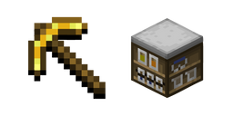 Minecraft Pioche en Or et Table de Laboratoire Curseur