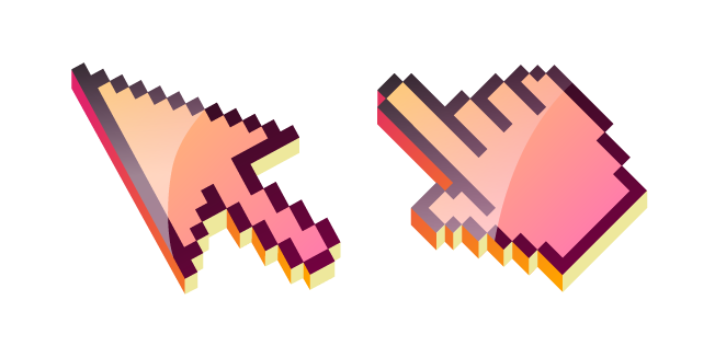 3D Peach Pink Pixel Cursor