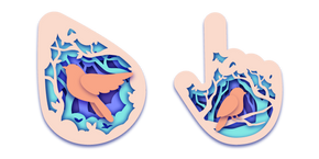 Corte de Papel Pájaro en una Rama cursor