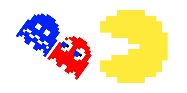 Pixel Pac-Man with Blue Ghost and Blinky курсор