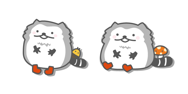 San-X Oso Mapache con Bellota y Seta Cursor