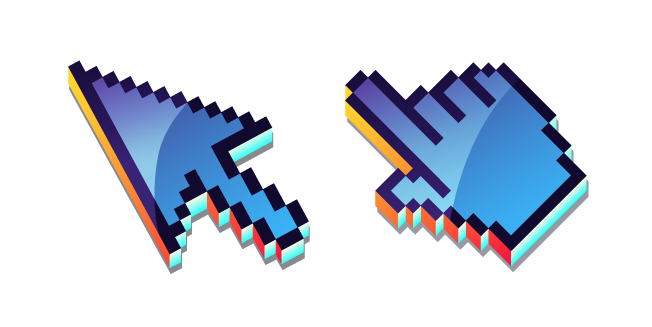 3D Deep Water Blue Pixel Cursor