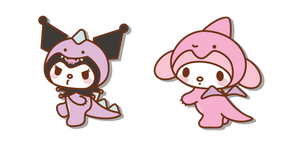 Kuromi y My Melody en Mamelucos de Dinosaurio cursor