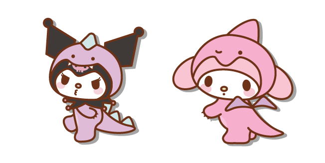 Kuromi y My Melody en Mamelucos de Dinosaurio Cursor