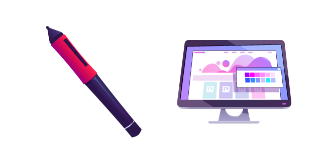 Graphic Designer: Stylus and Monitor Cursor