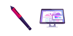 Graphic Designer: Stylus and Monitor Cursor