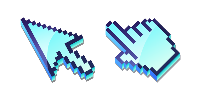 3D Iceberg Cian Pixel Cursor